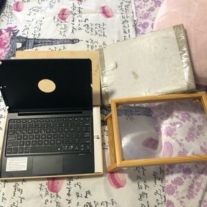 Sleek Black Bluetooth wireless keyboard and magnifying desk